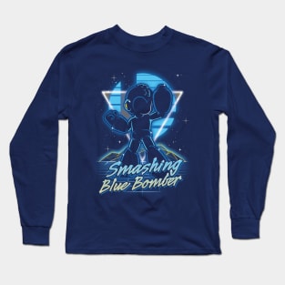 Retro Smashing Blue Bomber Long Sleeve T-Shirt